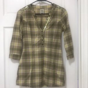 V neck Plaid